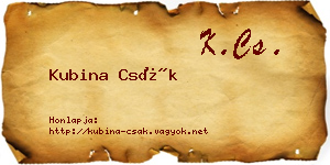 Kubina Csák névjegykártya